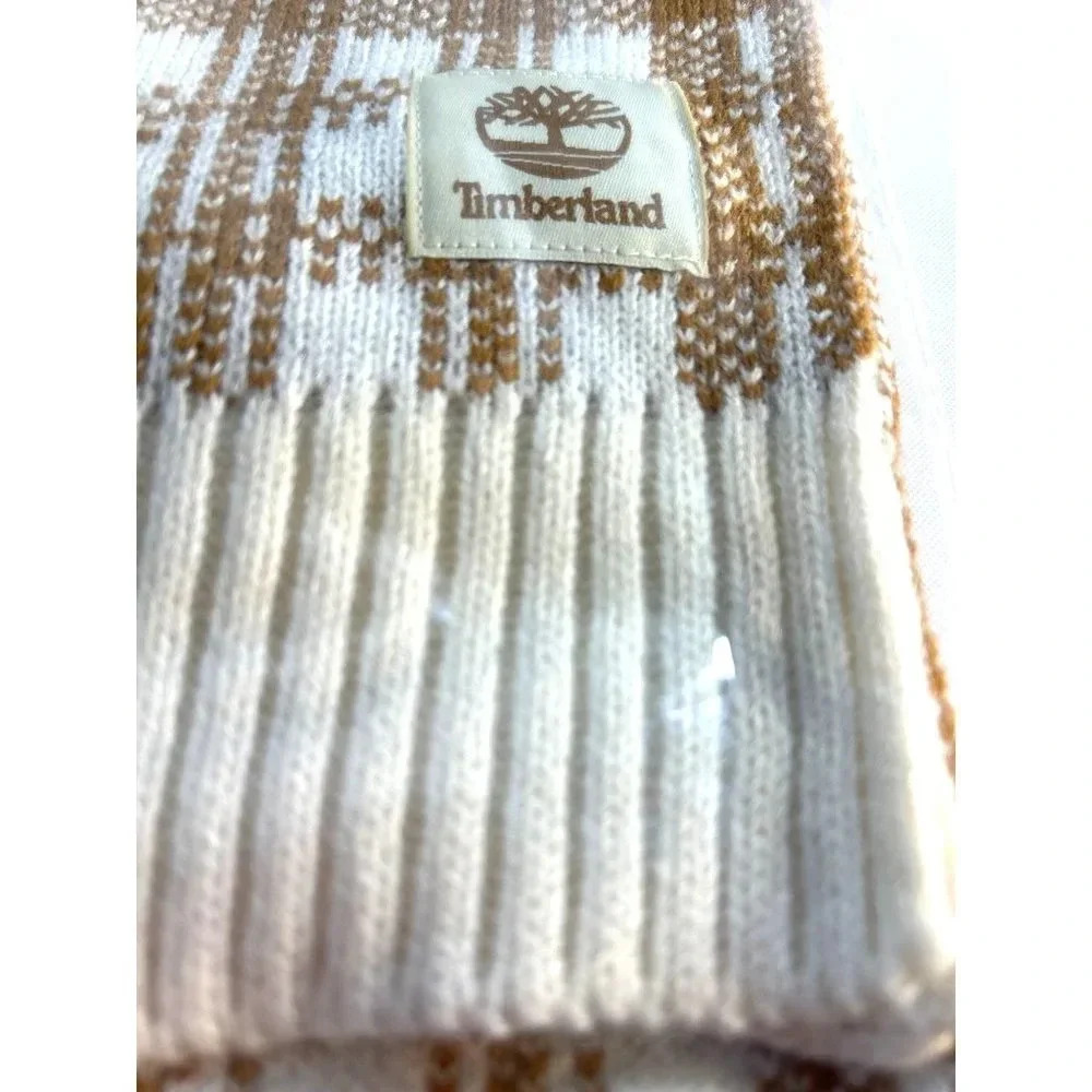 Timberland Buffalo Plaid Scarf Taupe/Cream Size OS - Picture 2 of 5